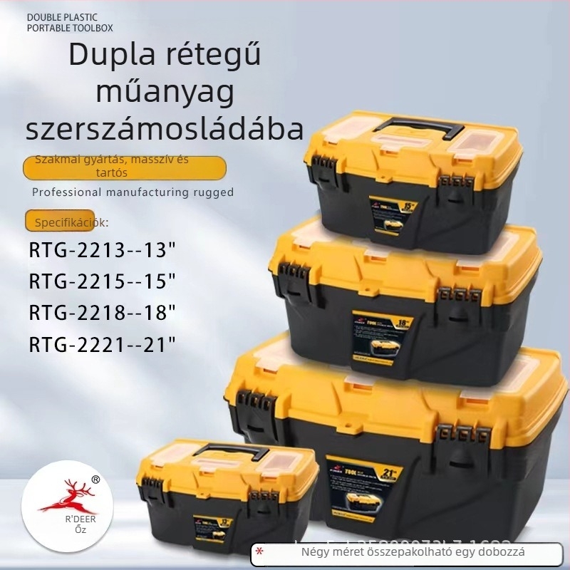 Flying Deer két rétegű műanyag szerszámosláda autójavításhoz és tároláshoz