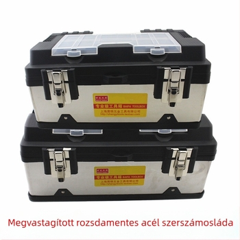 Prémium rozsdamentes acél szerszámosláda műanyag tárolóval