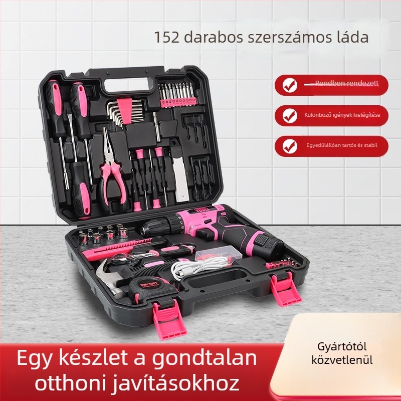 Help 152 darabos készlet szénacél szerszámokkal háztartási karbantartáshoz dobozban