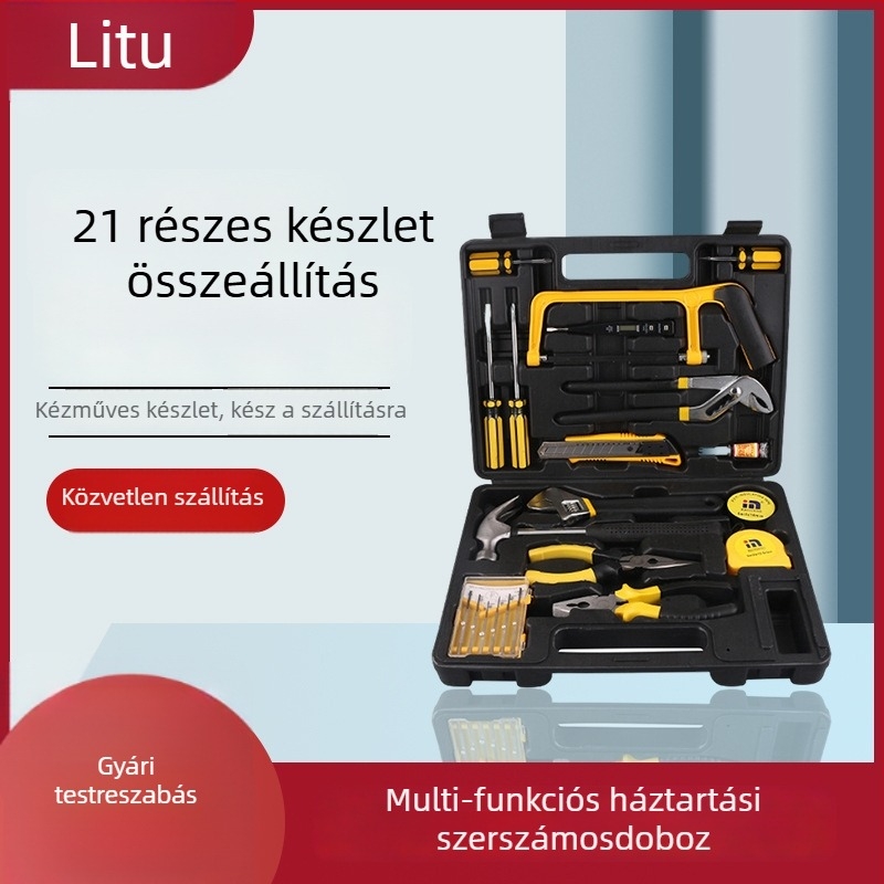 Rio Tinto 21-darabos acél szerszámkészlet integrált villanyszerelői dobozzal, többfunkciós kulcs- és torx-készlet otthoni használatra