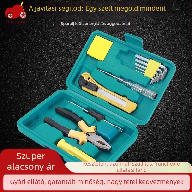 Ötvözetes szerszámkészlet járművekhez, 9 részes autójavító készlet dobozban, 500 g