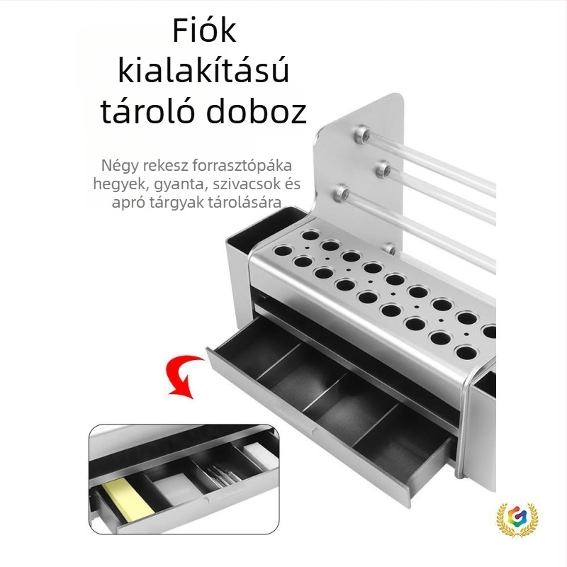 Műanyag szerszámos doboz asztali szervezővel, csavarhúzóhelyekkel és multifunkcionális szervezővel mobiltelefonokhoz és elektronikai eszközökhöz.