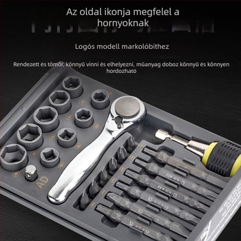 30-in-1 Socket kulcs készlet ratchet csavarhúzóval háztartási és gépjavítási feladatokra, S2 ötvözetű acél