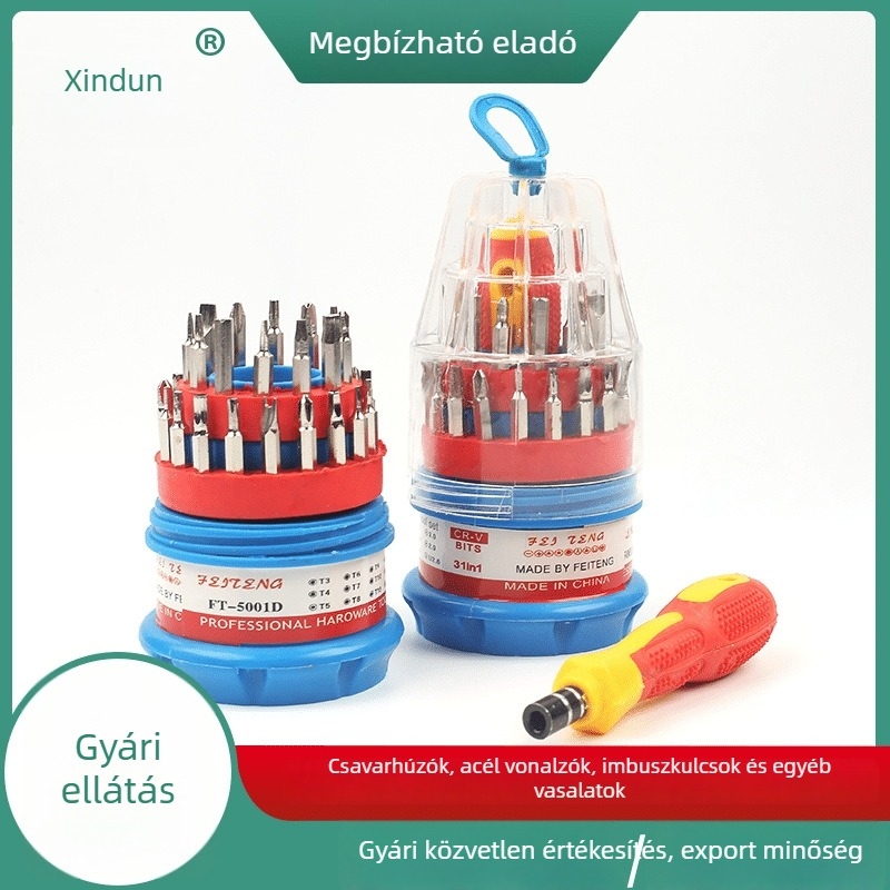 Többfunkciós csavarhúzó készlet Philips, lapos, háromszög és Torx bitekkel precíz karbantartáshoz