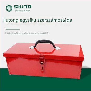 Fém szerszámos doboz, egyrétegű, többfunkciós; kétszintes kivitel, otthoni és elektromos karbantartáshoz