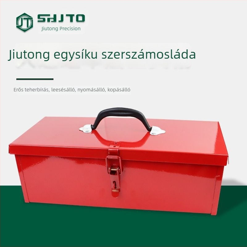 Fém szerszámos doboz, egyrétegű, többfunkciós; kétszintes kivitel, otthoni és elektromos karbantartáshoz