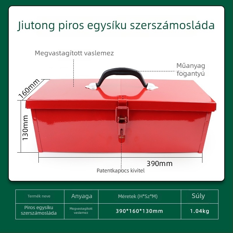 Fém szerszámos doboz, egyrétegű, többfunkciós; kétszintes kivitel, otthoni és elektromos karbantartáshoz