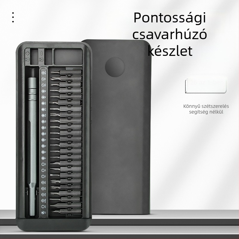 Szerszámkészlet számítógépekhez, szemüveghez és mobiltelefonokhoz – 26 darabos készlet, 4 mm-es bitek, mágneses, S2-es szerszámacél, nem szigetelt