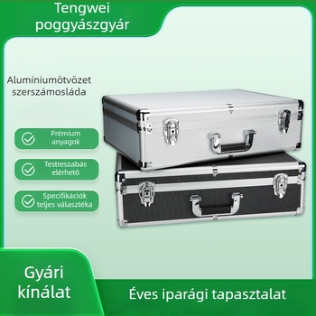 Alumíniumötvözetes szerszámtároló doboz fogantyúval, hordozható műszeres doboz, multifunkcionális alumínium doboz, kés tároló doboz, alumínium tok