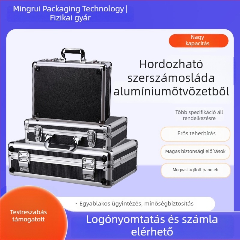 Nagy méretű alumínium ötvözetű szerszámtartó koffer zárható