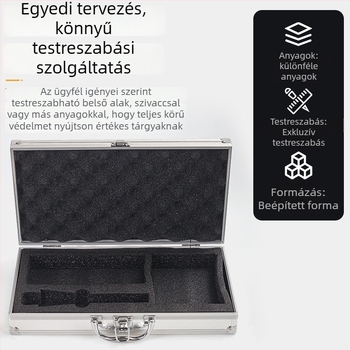 Alumínium ötvözetes műszeres koffer habos belsővel, alumínium kerettel, MDF panellel, emelő kivitel
