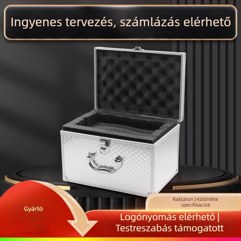 Alumínium ötvözetes műszeres koffer habos belsővel, alumínium kerettel, MDF panellel, emelő kivitel