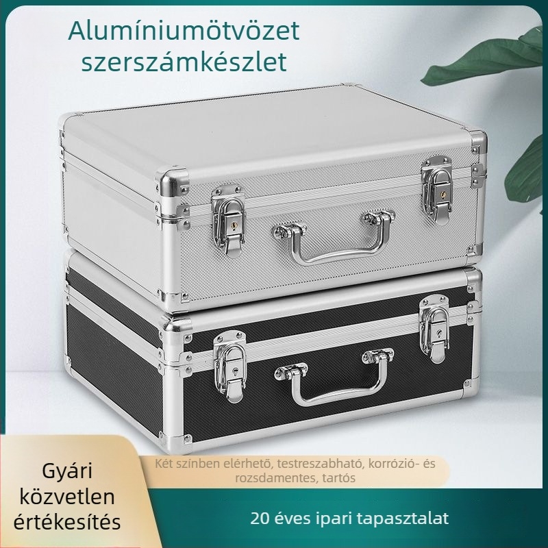 Alumíniumötvözetes szerszámtartó doboz precíziós műszerekhez, tűzvédelmi vészhelyzeti doboz, kis biztonsági tok, kapacitás 10 L