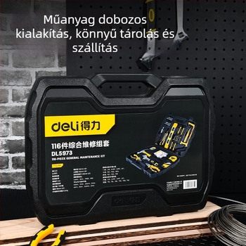 Deli hordozható szerszámosláda, 116 darabos készlet víz- és elektromos karbantartáshoz