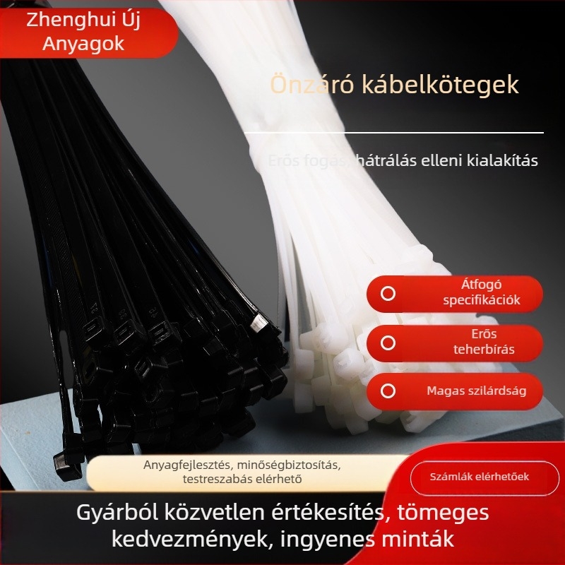 Önzáró nylon zip tie ipari rögzítéshez, méretek: 3 x 100 mm, vastagság 0,2–0,3 mm, anyag: nylon, UL94 V-2