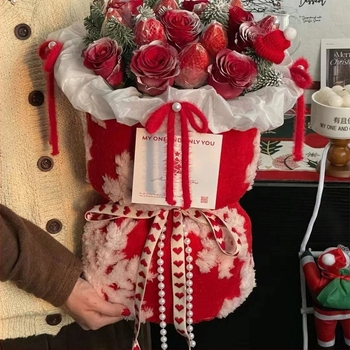 Jiuxia díszítő szalag – poliészter bársony szívmintás ajándékcsomagoláshoz