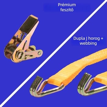 Poliészter szállítási rögzítő heveder feszítővel, terhelhetőség 1000 kg, szakítószilárdság 800-1000 kg, SGS és CCS tanúsítványok