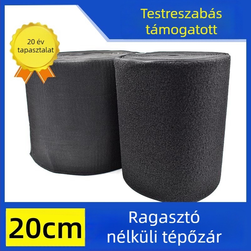 20 cm széles Velcro-szalag ruházathoz, textil és nylon anyagú, hátoldali ragasztóval