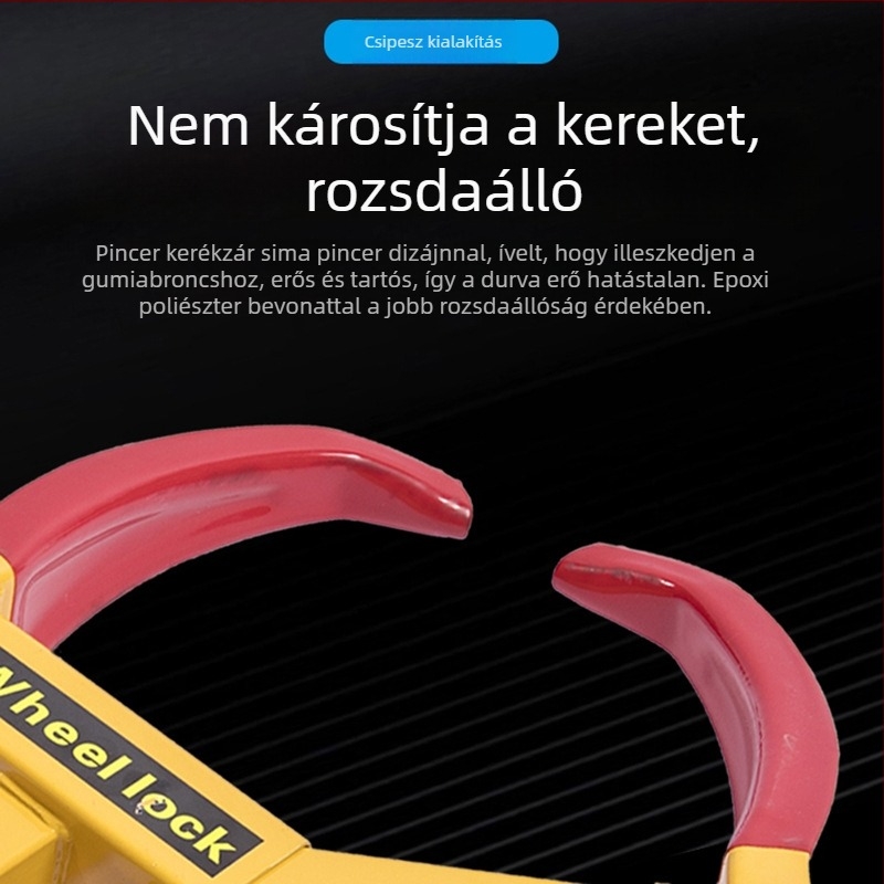 Autó kerékzár, 304 rozsdamentes acél, lopás elleni henger