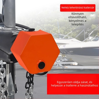 Vontatókocsi csatlakozózár - Erős kivitel, Vas, Modell HL006-O, Általános célú, Autóvédelmi zár