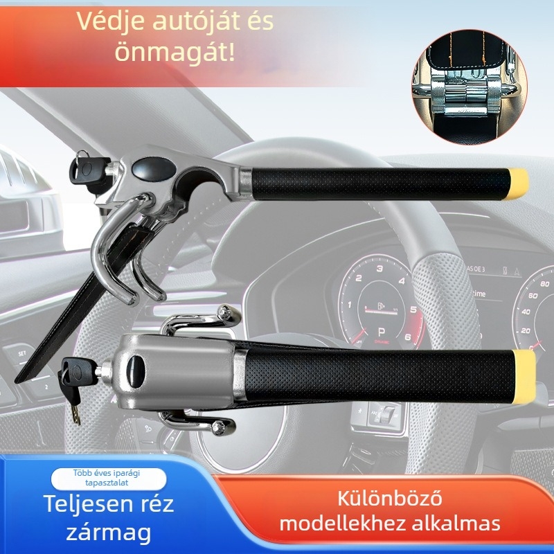 Ezüst kormányzár, teljes specifikációkkal, tartós autóvédelmi zár