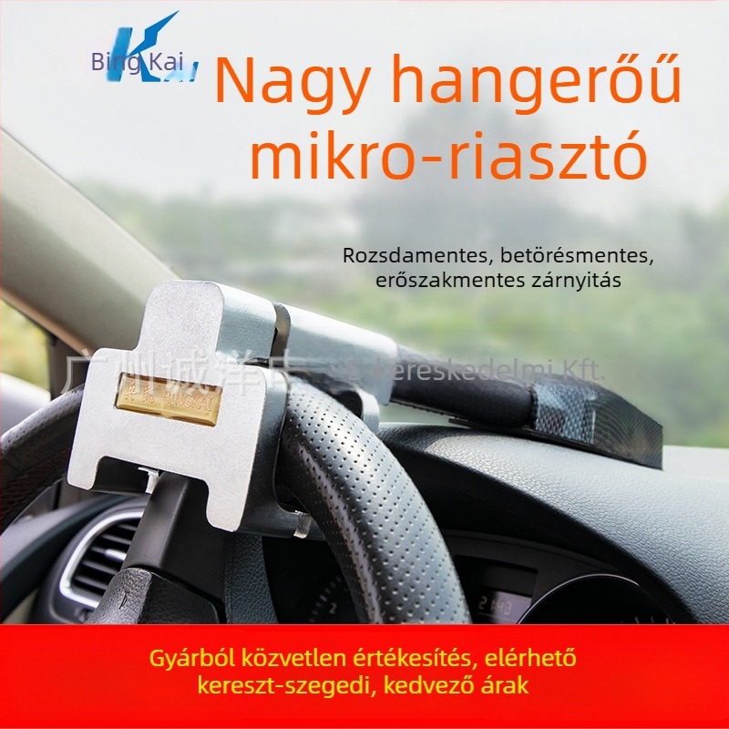 Bingkai T-stílusú kormányzár autókhoz, biztonsági riasztóval, univerzális illeszkedés