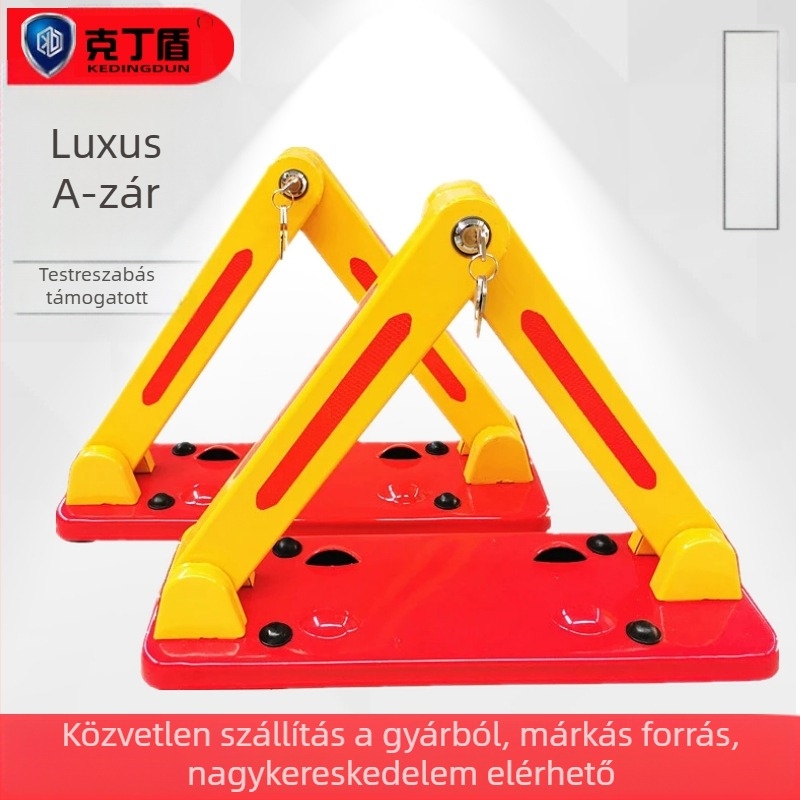 Keding Shield háromszög alakú földre szerelt parkolási zár, Type A modell, hidegen hengerelt acéllemez, réz zárhenger, autók és SUV-k számára