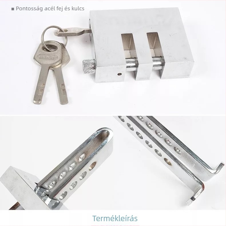Autó ellopás elleni zár pengeszilinderral, acélból, 8-lyukas állítható, modell Clutch lock