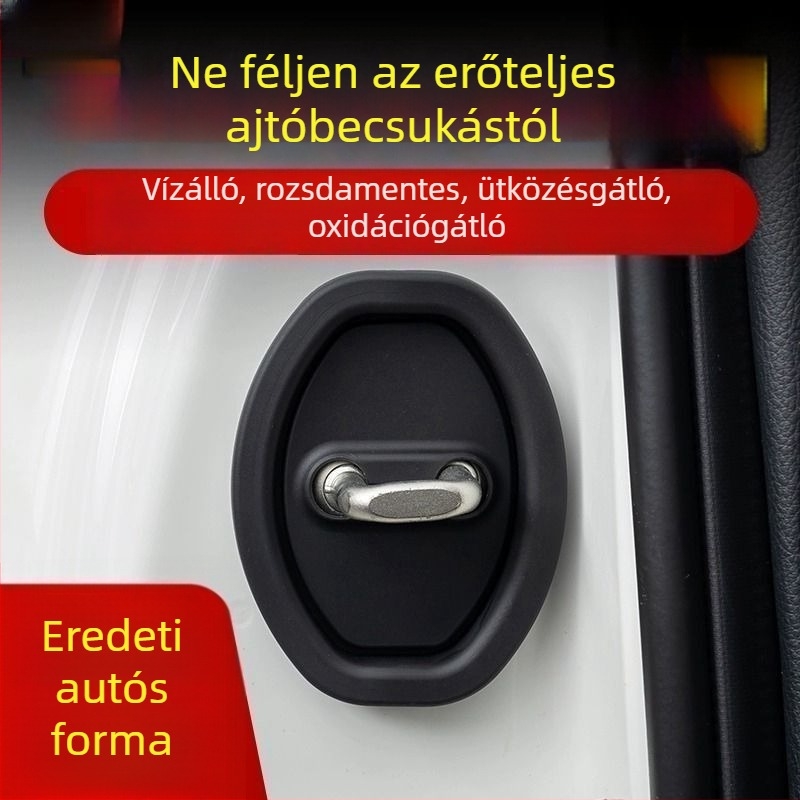 Szilikon ajtózárvédő párna autóhoz — ütéscsillapító párna és védőburkolat az ajtózárhoz, csendes zárás