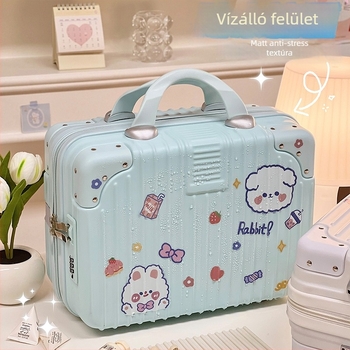 Kozmetikai utazótáska, Instagram-stílusú, ABS+PC, cipzár, jelszavas zár, vízálló