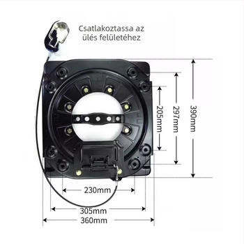 90° záródó ülésalap, univerzális kompatibilitás; modell: Pull wire rotating chassis; anyag: acél; márka: Shengrong