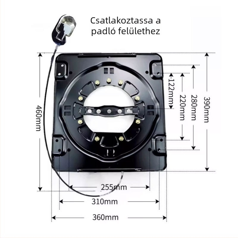 90° záródó ülésalap, univerzális kompatibilitás; modell: Pull wire rotating chassis; anyag: acél; márka: Shengrong