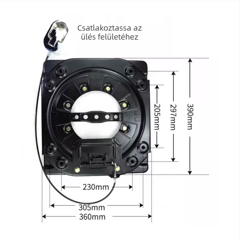 90° záródó ülésalap, univerzális kompatibilitás; modell: Pull wire rotating chassis; anyag: acél; márka: Shengrong
