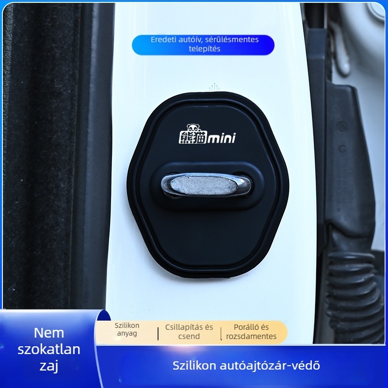 Autóajtó zárvédő burkolat szilikon zajcsillapító párnával, Geely Panda Mini kompatibilis, márka Curtain Mark