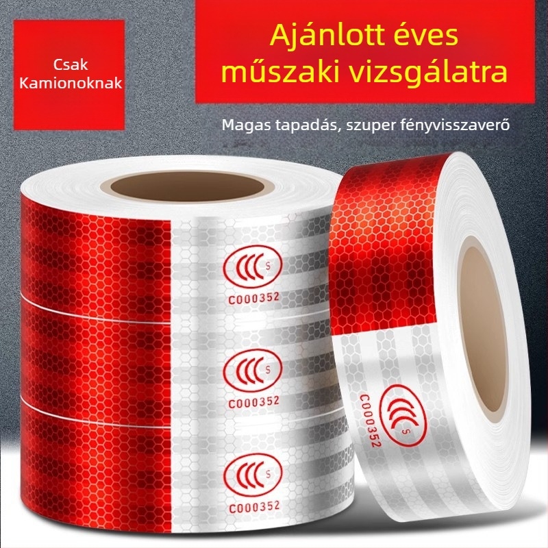 Visszaverő figyelmeztető matrica járművekhez – szívócsésze rögzítés – minta: figyelmeztető jelek – éjszakai láthatóság