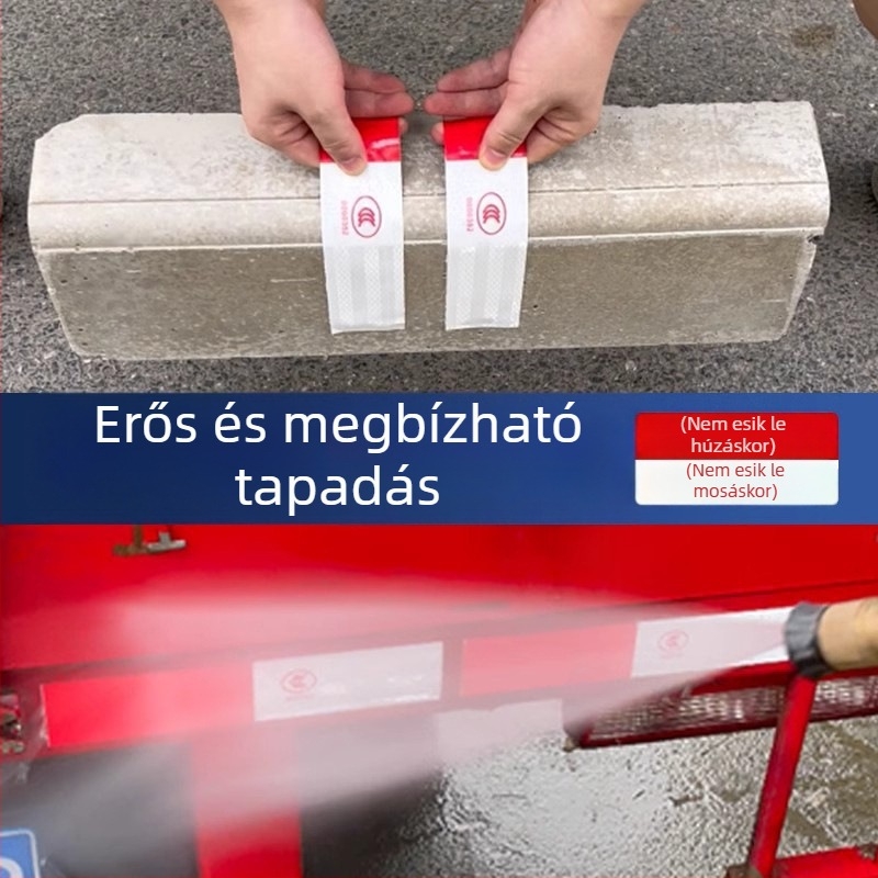 Visszaverő figyelmeztető matrica járművekhez – szívócsésze rögzítés – minta: figyelmeztető jelek – éjszakai láthatóság