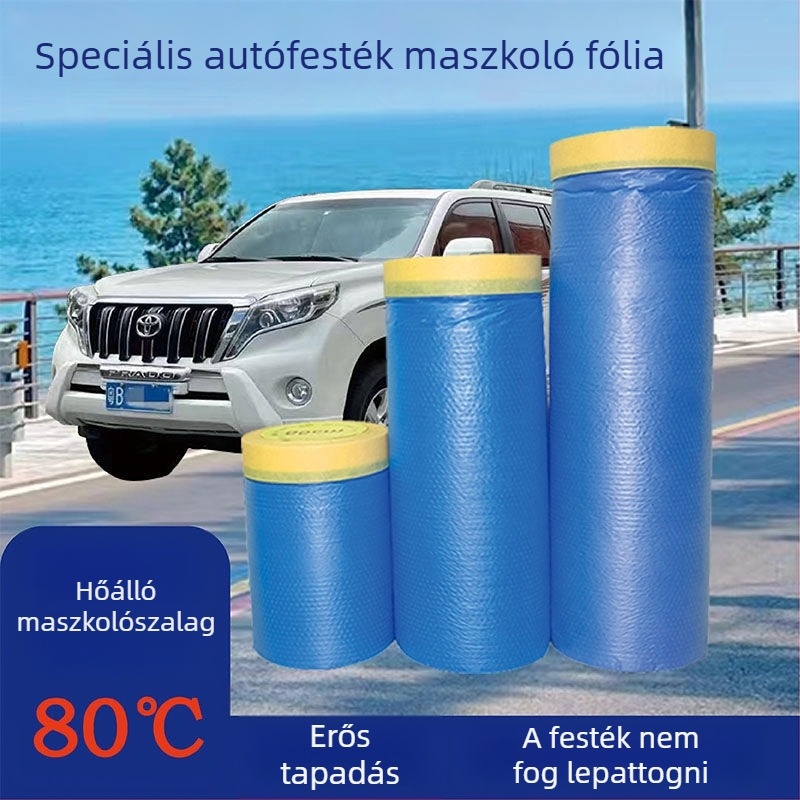Kék autófestés maszkoló fólia - porálló dekoratív maszkoló papír, öntapadó védőfólia, vízálló