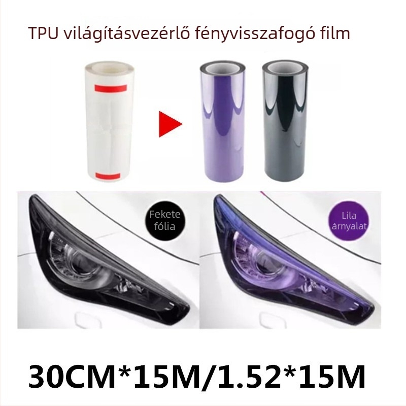Autó TPU fényszóró fólia fényérzékelő szenzorral, átlátszó védőfilm járművekhez