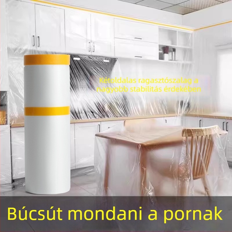 Egyszer használatos porvédő takaró otthoni használatra, maszkoló fólia festéshez, vastagított PE fólia, bútorok védelme