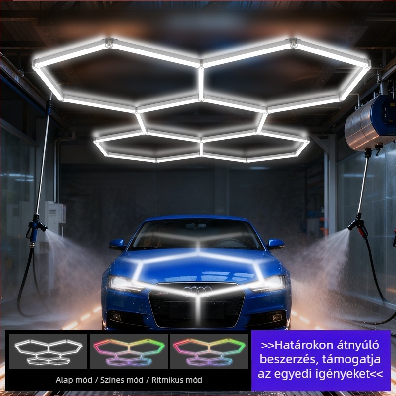 Hexagonális LED méhsejt garázs lámpa, modell Garage Light-0024, 168W, 100 lm/W, 50 000 h, AC 100-265 V