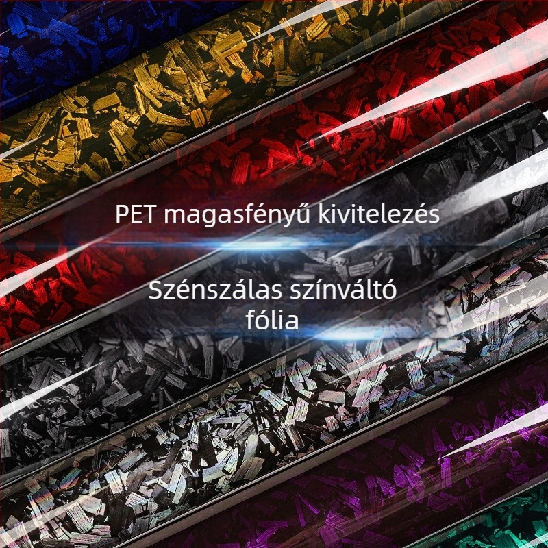 PET szénszálas virágmintás belső dekoráció – központi konzol és hátsó tükör fóliája, piros és kék