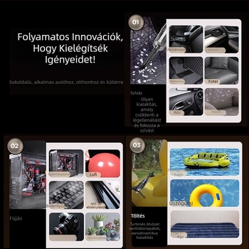 Autóban használható vezeték nélküli porszívó beépített akkumulátorral 1001–1600 mAh, 90 W, szívóerő ≥25 kPa