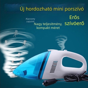 Autóba szerelt mini porszívó nedves és száraz, kék-fehér, hordozható