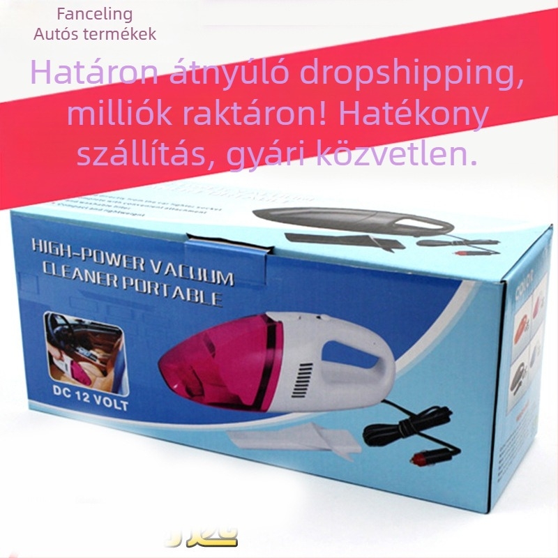 Autóba szerelt mini porszívó nedves és száraz, kék-fehér, hordozható