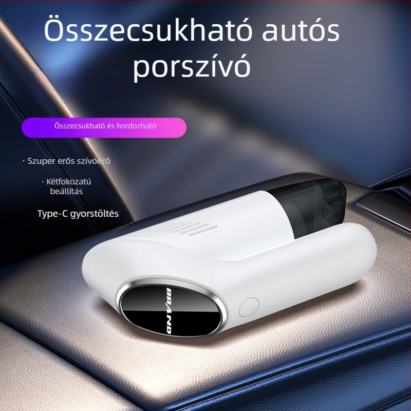 Összecsukható, vezeték nélküli autó-porszívó – erős szívóerő, kézi, kompakt autóhoz és otthonhoz