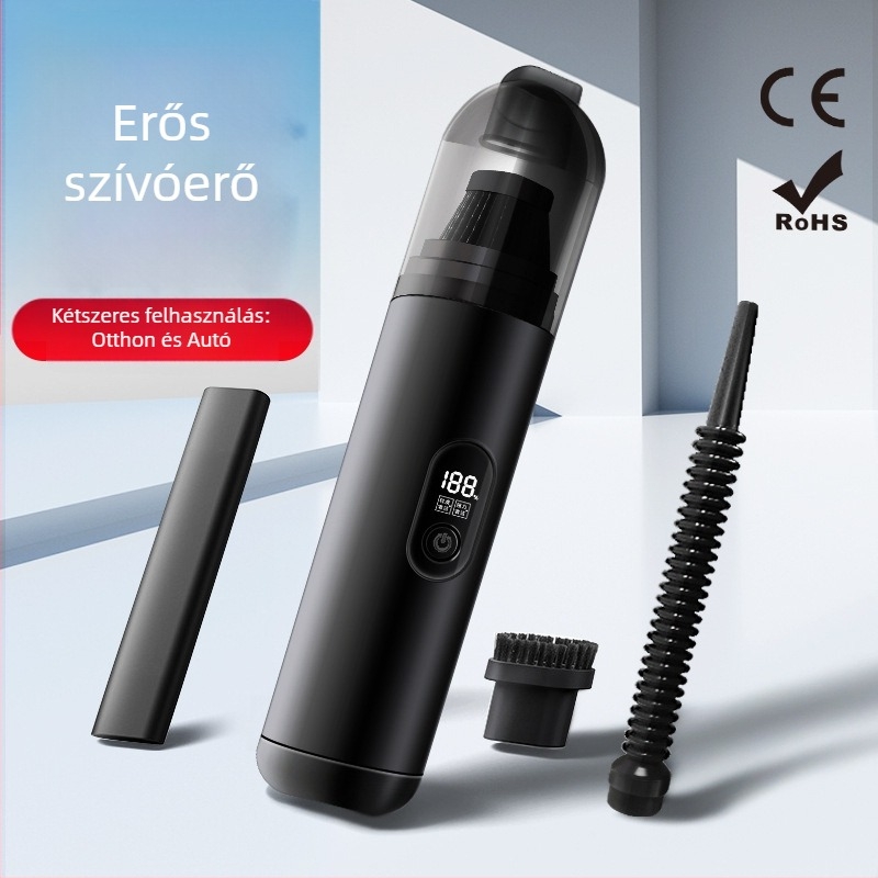 Kézi, vezeték nélküli autós porszívó, 3100 Pa szívás, 45 W, 7,4 V, mosható porgyűjtő