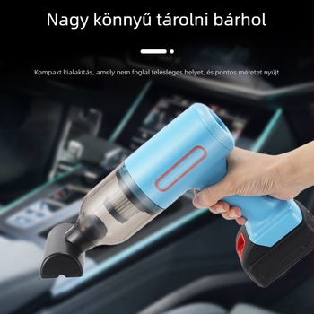 Hordozható autóporszívó kettős funkcióval: szívás és fújás (9000 Pa, 12 V, 90 W), újratölthető