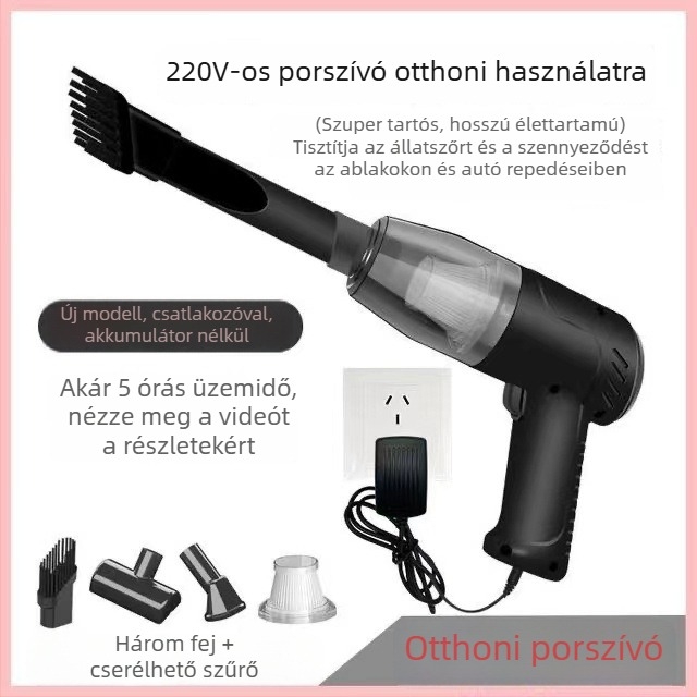 Kábeles kézi porszívó autóhoz és otthonhoz, erős szívóerő a háziállatok szőrének eltávolítására