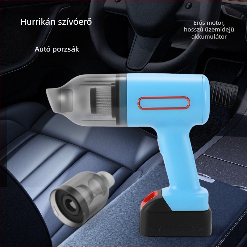 Kézi porszívó autóhoz és otthonhoz, hordozható, 12V, 90W, 9000Pa, újratölthető, vezeték nélküli