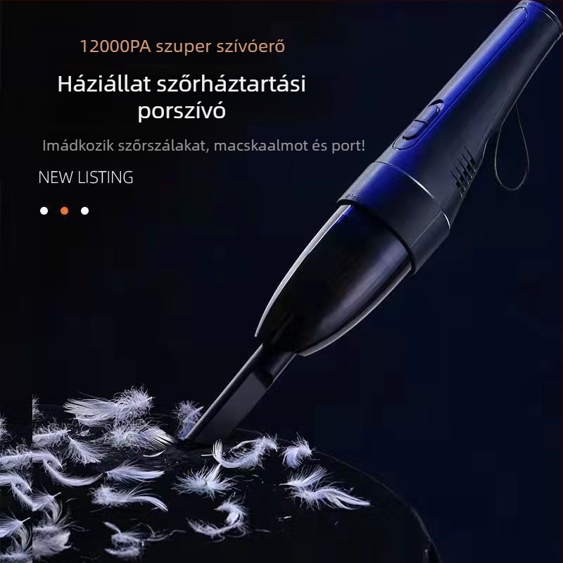 Vezeték nélküli kézi autó- és otthoni használatra szánt vákuum, erős porfúvóval, hordozható